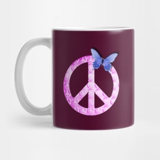 Pastel Pink Peace Sign with Butterfly Mug